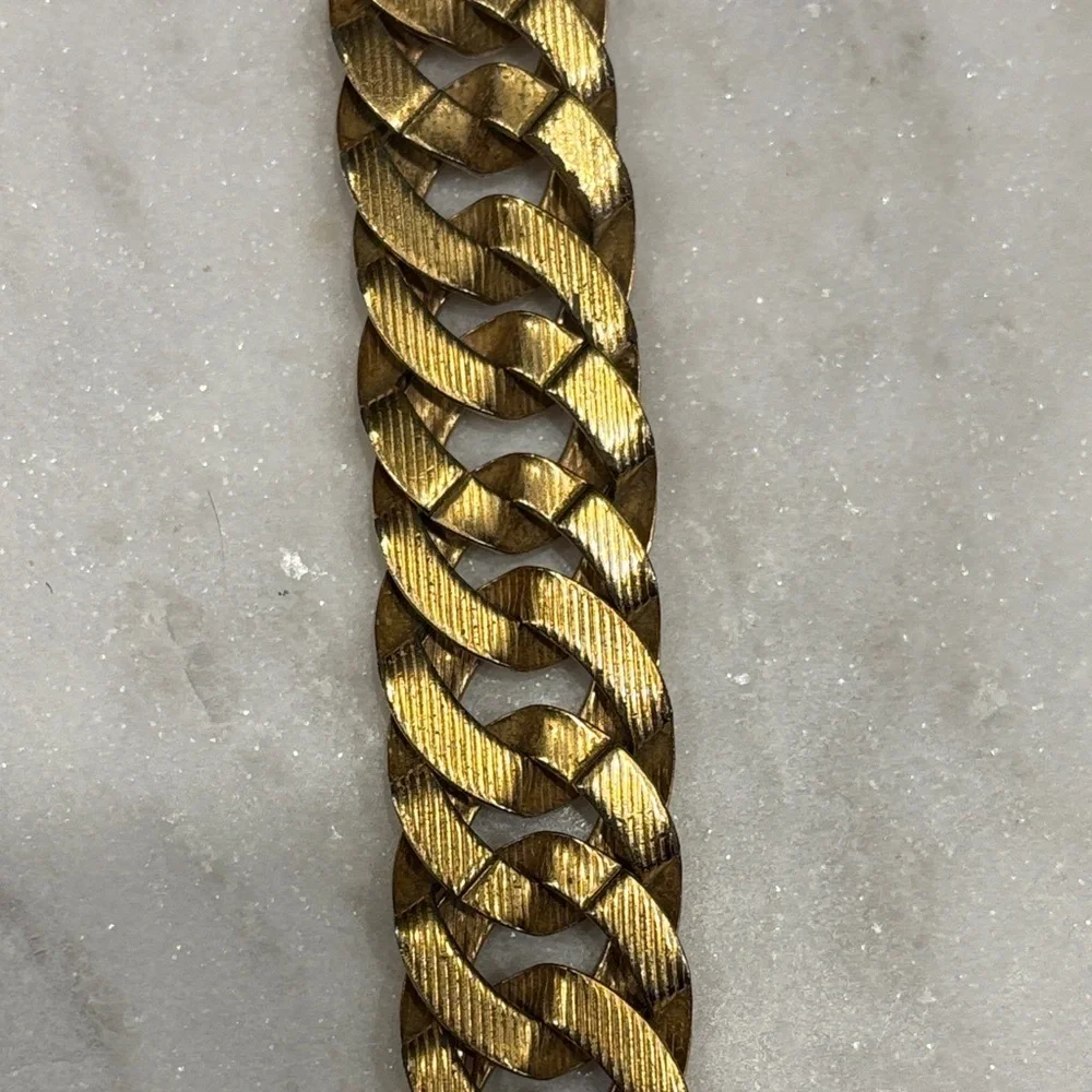 Vintage Monet Gold Tone Chunky Chain Bracelet Statement Curb Link Bold Jewelry